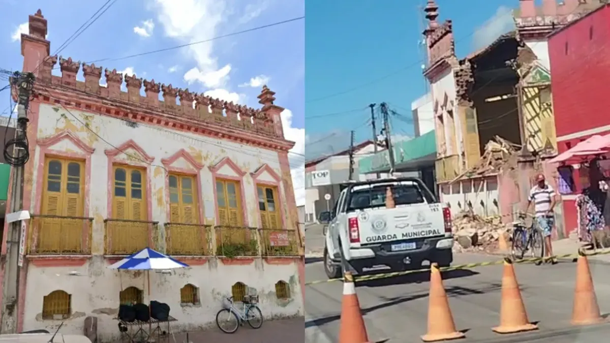 Casarão histórico desaba no Centro de Maranguape após embargo de obra de demolição